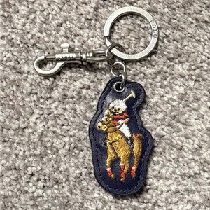 Polo by Ralph Lauren Navy and Gold Bear Equestrian Keychain